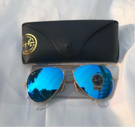 Blue mirror lenses aviator 3025 sunglasses brand new