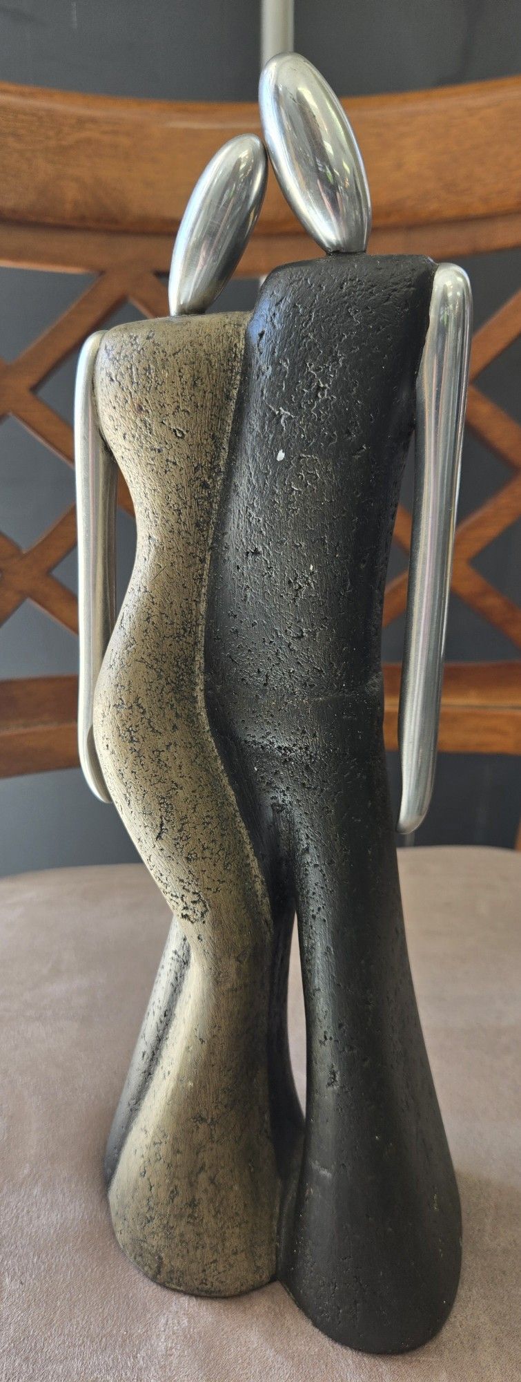 Metal and Stone Sculpture. 13" H. PLEASE READ DESCRIPTION