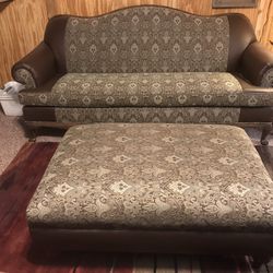 Custom Made Western Pattern With Leather Touch And Large Matching Ottoman