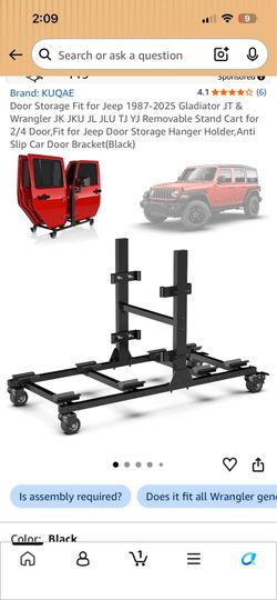 NEW IN BOX - Jeep Door Storage Cart / Rolling Rack (Fits Wrangler JK JL TJ YJ & Gladiator JT)