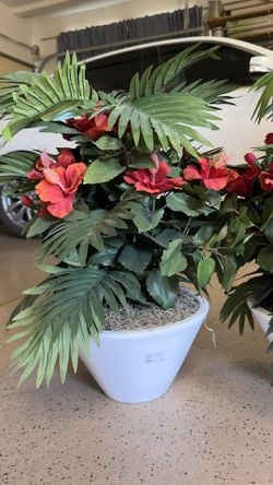 Artificial flowers in pots