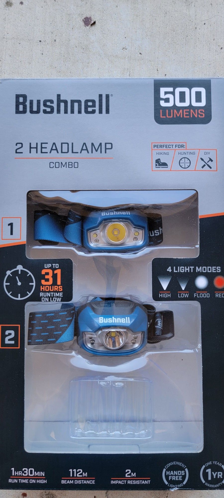 2 Bushnell Headlamp 500 lumens (Trade)