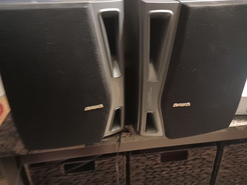 ⭐️Aiwa Stereo Speaker System Pair⭐️Model SX-NA54⭐️Removable Grill⭐️WORKING⭐️