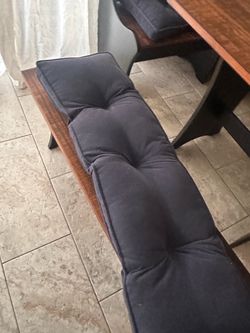 blue cushions for breakfast nook table