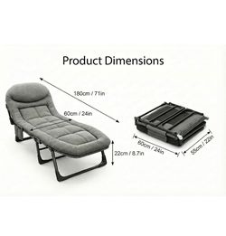 Camping Cot with Mattress for Adults, 78"x23.5" Supports 500 Ibs 6-Position Adjustable Backrest, No Assembly, Foldable Portable Bed, Sleeping Cots for