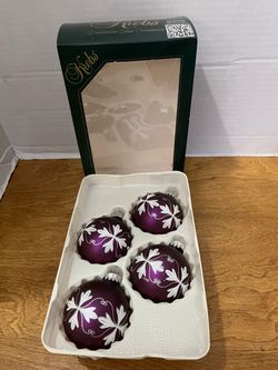 Vtg Krebs Purple Mercury Glass Sparkle Snowflake Christmas Ornaments