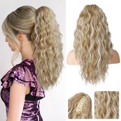 Long 30 inch Blonde Mix Ponytail Hair Extension