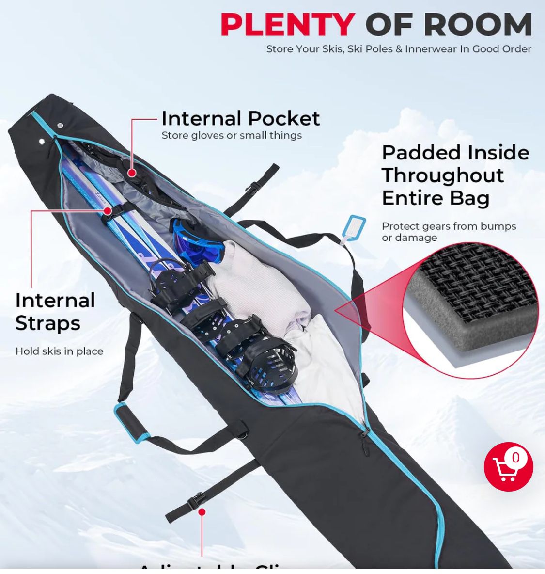 Snowboard Bag, 360° Fully Padded Ski Bag