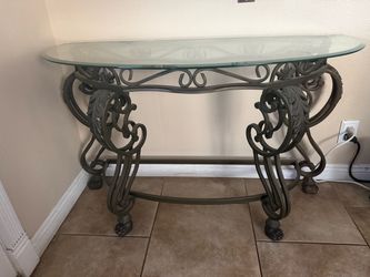 Glass iron 48 in sofa table