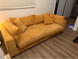 Mustard yellow corduroy couch