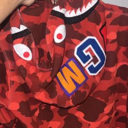 A bathing Ape ABC Camo Red Shark Full Zip Hoodie Size M