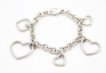 Tiffany & Co. Rare 5-Link Random Open Heart Sterling Silver 925 Bracelet