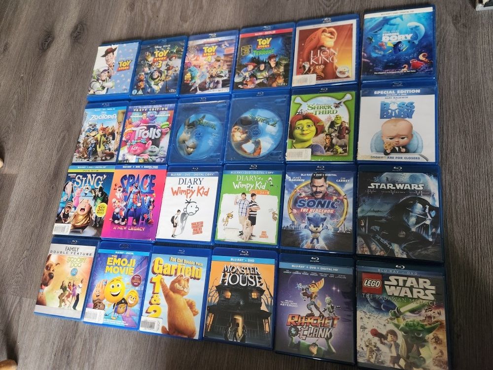 CHILDREN FAMILY KIDS BLU RAY LOT- DISNEY, TOY STORY, STAR WARS, SHREK, SONIC, LION KING, DORY,
