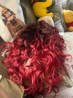 Red Ombre Curly Wig