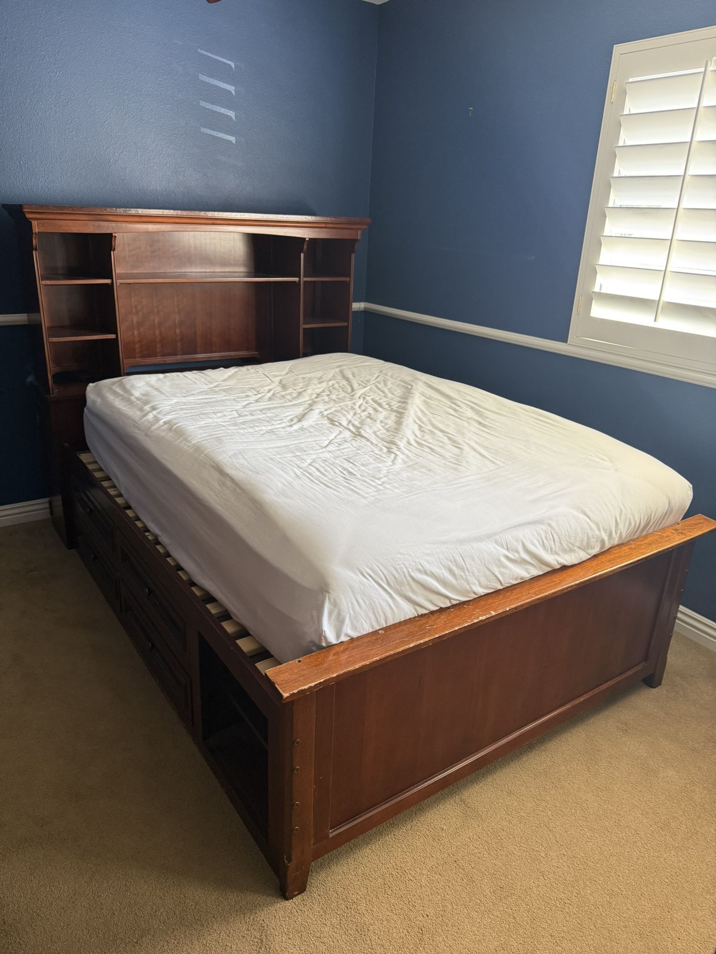 Wood Bed With Desk And More!
