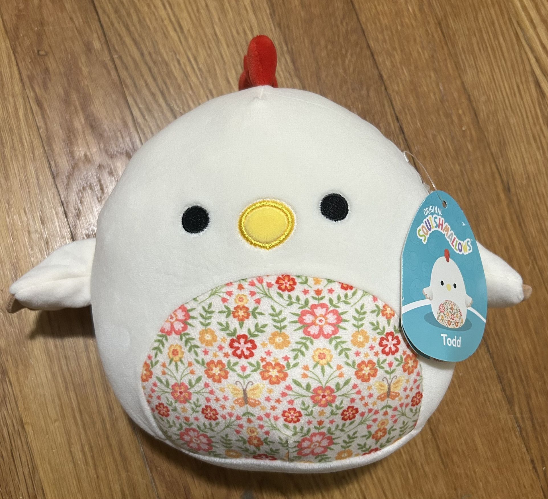 Squishmallows Official 5 inch Todd the Beige Rooster with Floral Belly