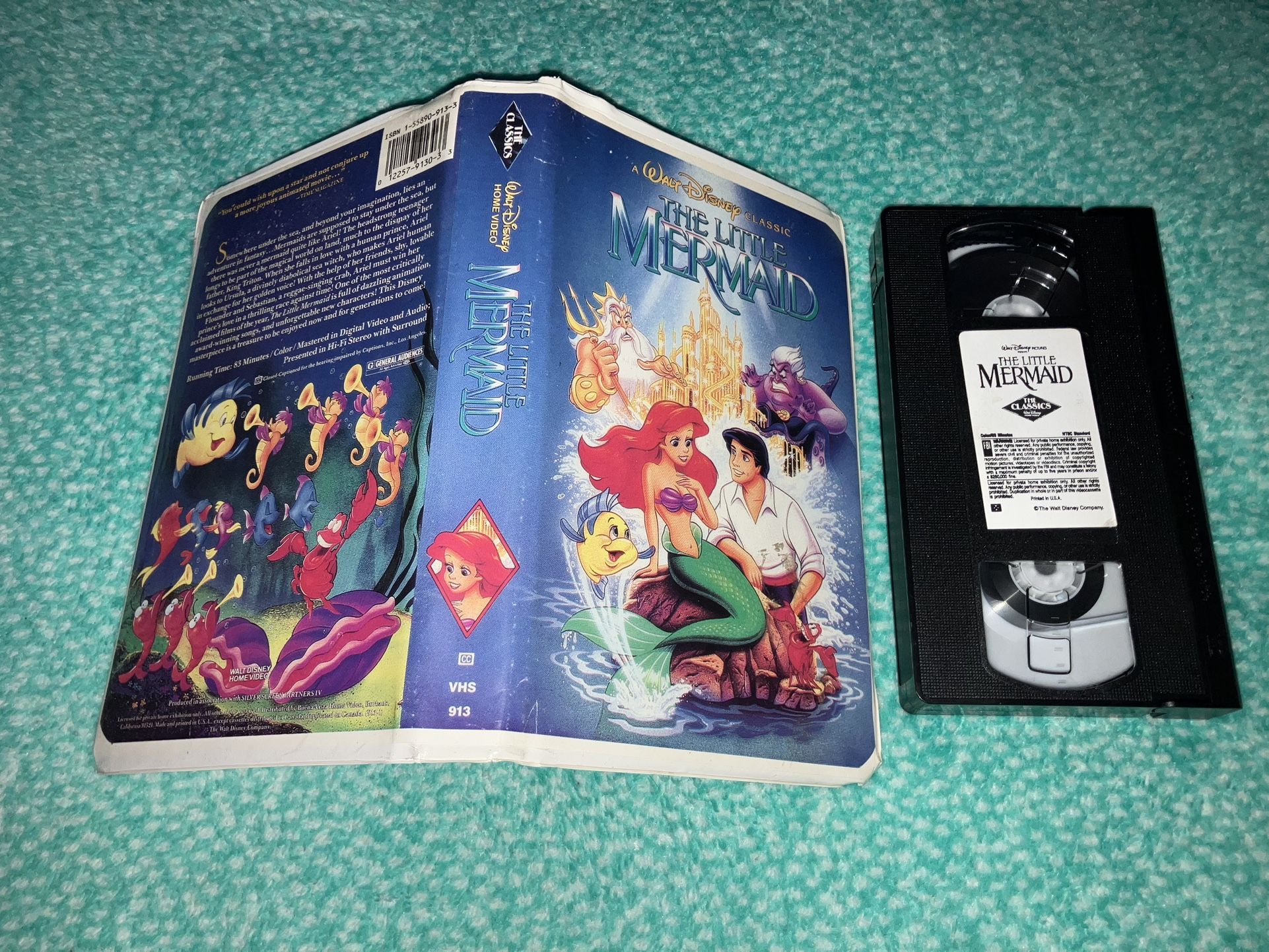 The Little Mermaid (Black Diamond) vhs Banned Cover Vertical White Label**Rare**