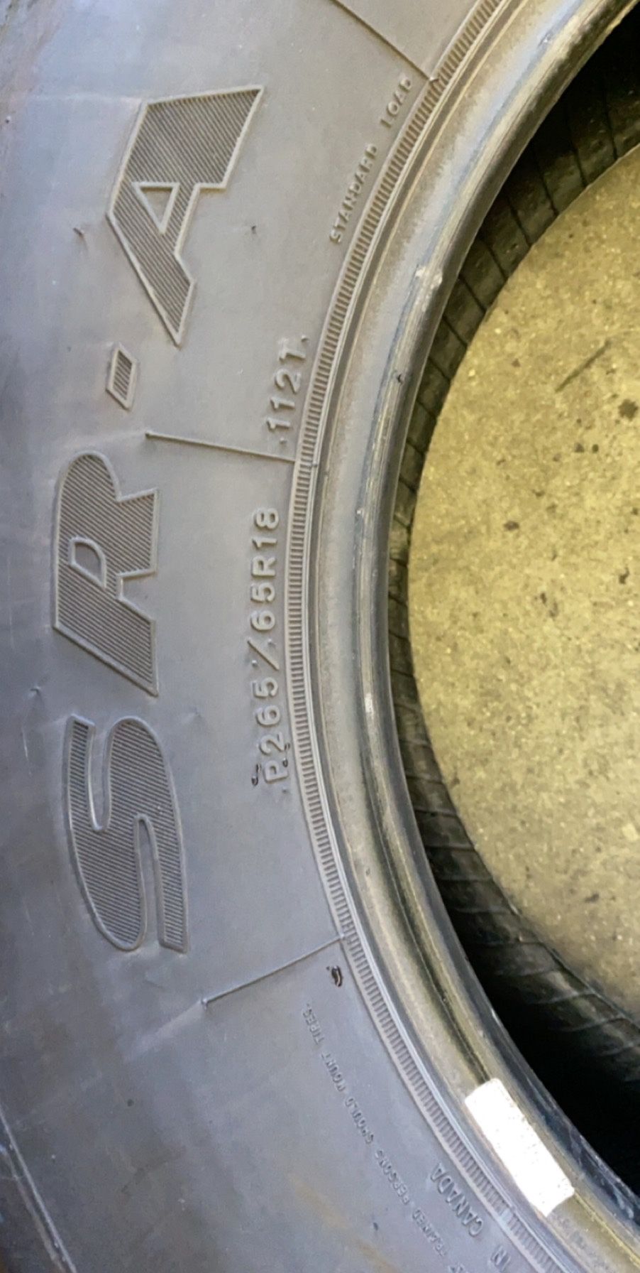 265/65r18 Goodyear sr-a