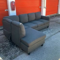 Dark Grey Small Sectional Couch 