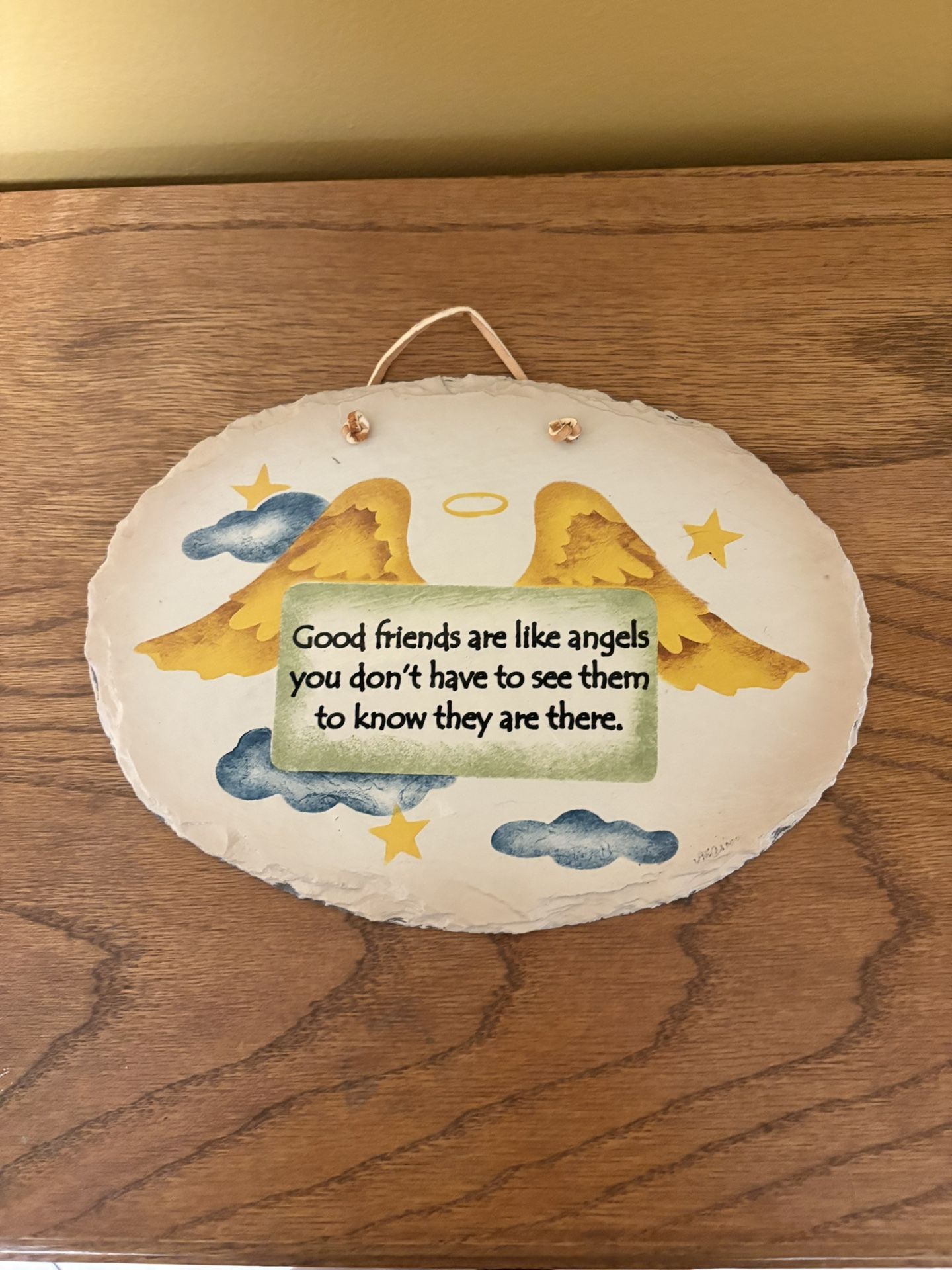 Good Friends Are Like Angels - Stenciled On Slate Wall Plaque