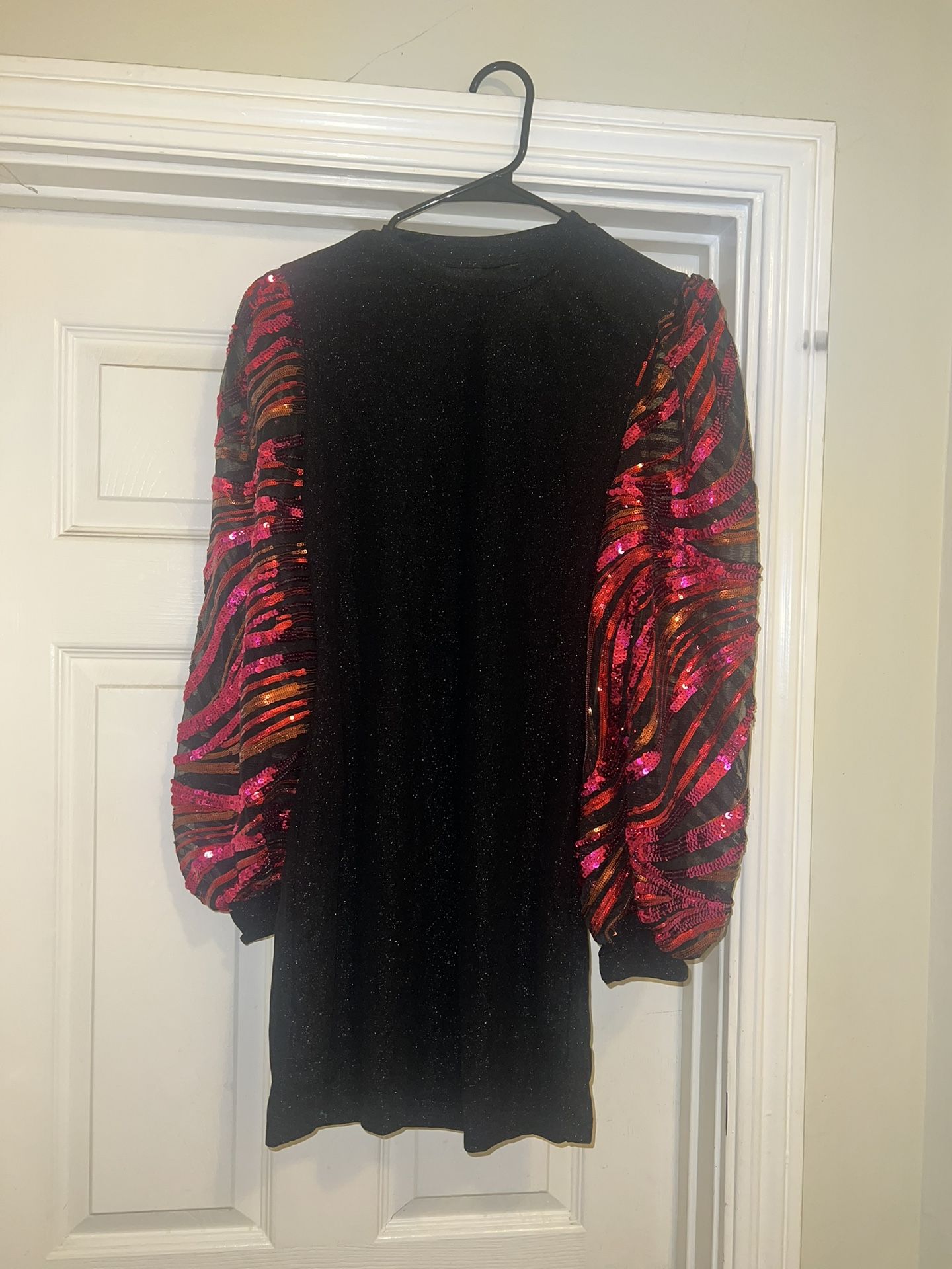 Black Dress With Sequin Sleeves