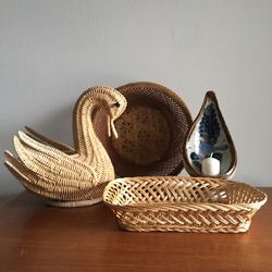 Vintage Basket, Bowls, Planters & Candle Holders