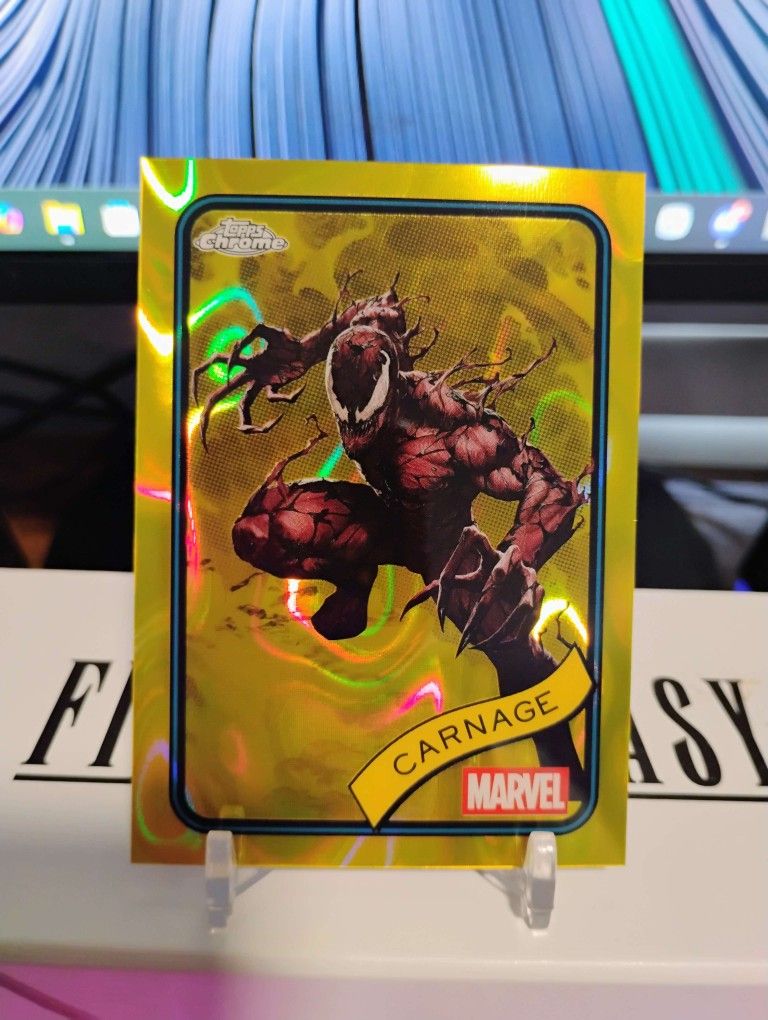 2025 Topps Chrome Marvel CARNAGE Yellow Lava Refractor #173