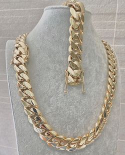 20MM Cuban Link Set 14K Gold Plated Doesn't Loses Color