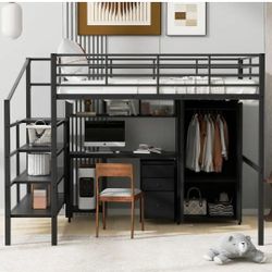 Full Size Loft Bed With Desk