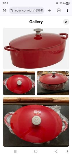 Red Enamel Cast Iron Oval Dutch Oven