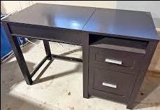 Dark Brown standing computer Wooden Desk with Drawers