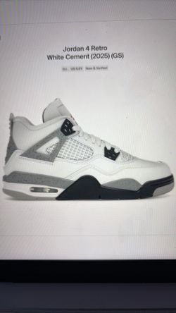 Jordan 4 retro white cement(2025) size 5.5y