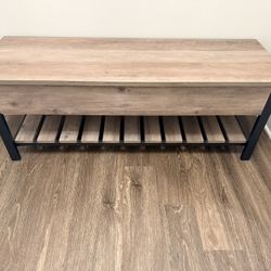 Grey Entry Bench With Lift Top Storage