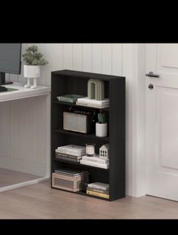 New Basic Book Shelf, 4-Tier Bookcase with Open Shelf, Bookshelf, Cube Storage Organizer, 6 x 24 x 35, for Living Room, Bedroom, Home Office, Espresso