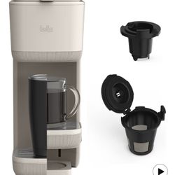 BELLA Single Serve Coffee Maker, K Cup & Coffee Ground Compatible with Removable, Adjustable Drip Tray, Auto Shutoff & Reusable Dishwasher Safe Access