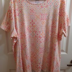 3XL Pretty Print Short Sleeved Top 