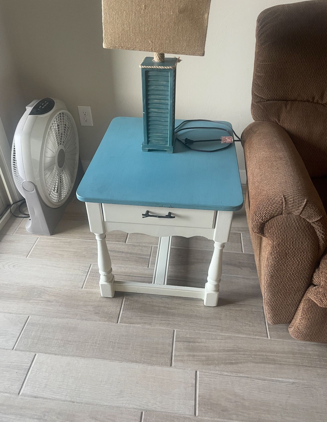 Two End Tables And Lamps