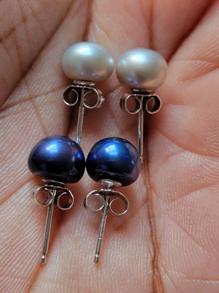 Real Pearl's Sterling Silver Earrings