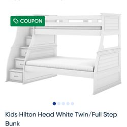 Kids Hilton Head White Twin/Full Step Bunk