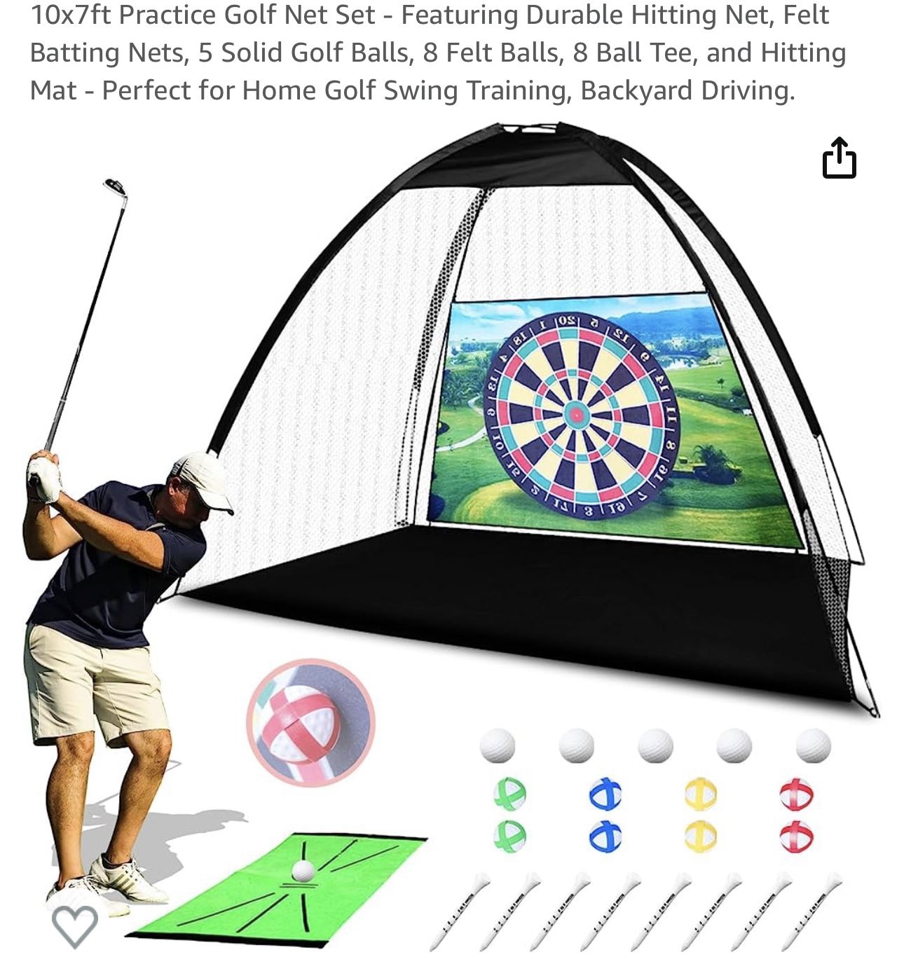 10x7ft Practice Golf Net Set - Featuring Durable Hitting Net