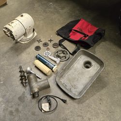 General Model H Electric Meat Grinder with plates, blades, sausage sutffer, etc, motor runs great