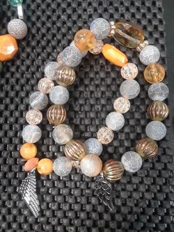 Angel Wing charm beaded bracelets with stones