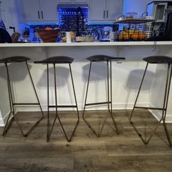 4 Metal / Wood Barstools