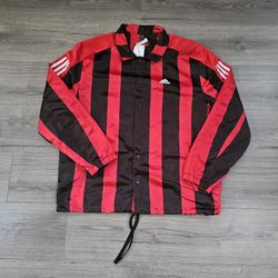 Adidas Satin Coaches Striped Jacket Mens Size Large