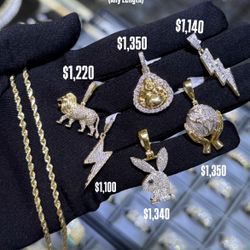 10K 2.5 Rope With Pendant Natural Diamonds 