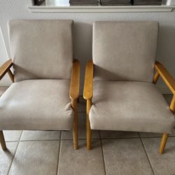 2 Beachwood Upholstered Armchairs