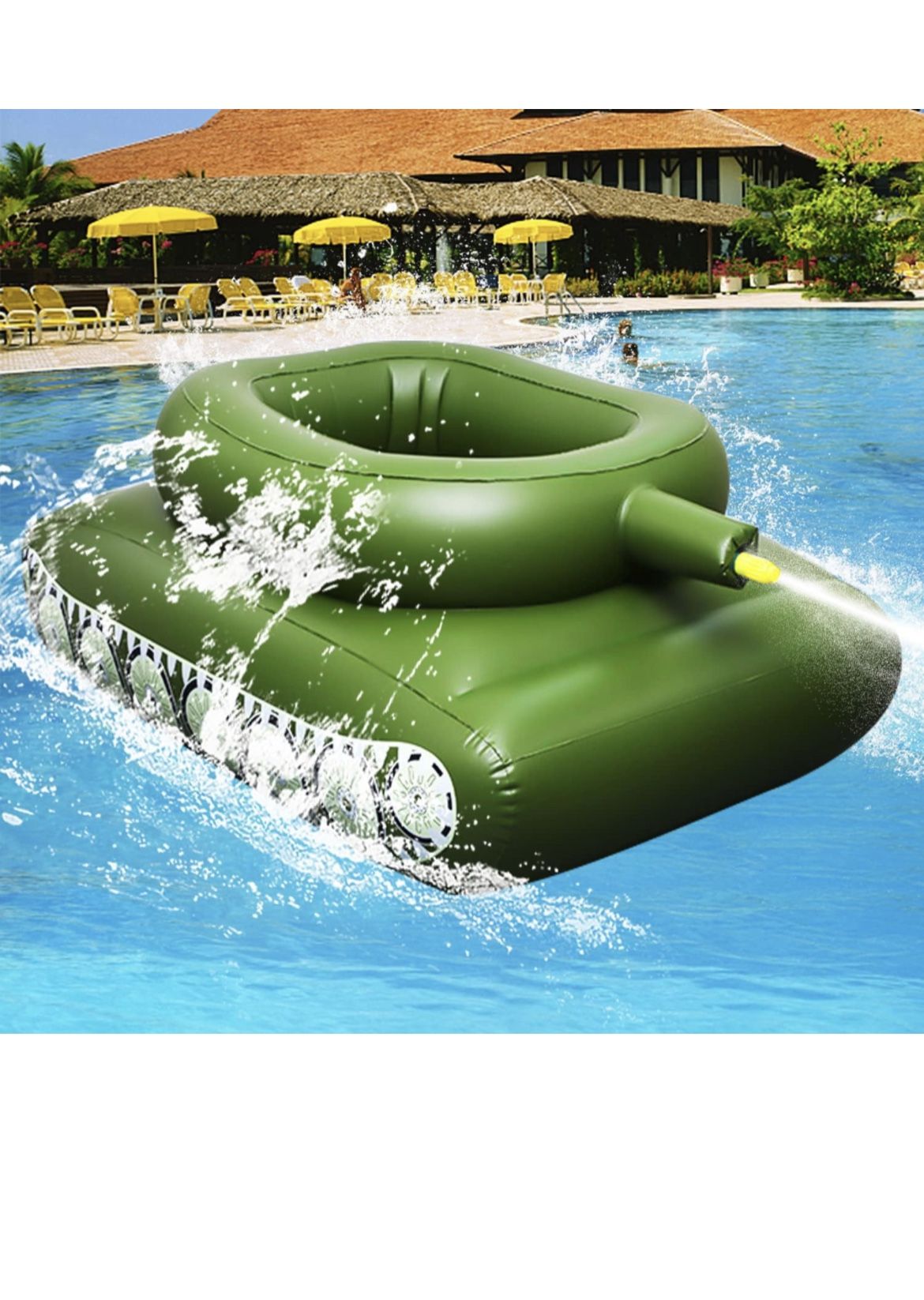 Depointer Life Inflatable Tank Float with Water Cannon Squirt Water Gun Toy Pool Tank Float for Kids Adult Summer Pool Party
