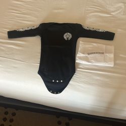 Chrome Hearts Baby Floral Horseshoe Long-Sleeve Bodysuit