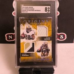 2018 Panini Origins #OG-6 Ingram/Kamara Origins of greatness materials Gold 1/10
