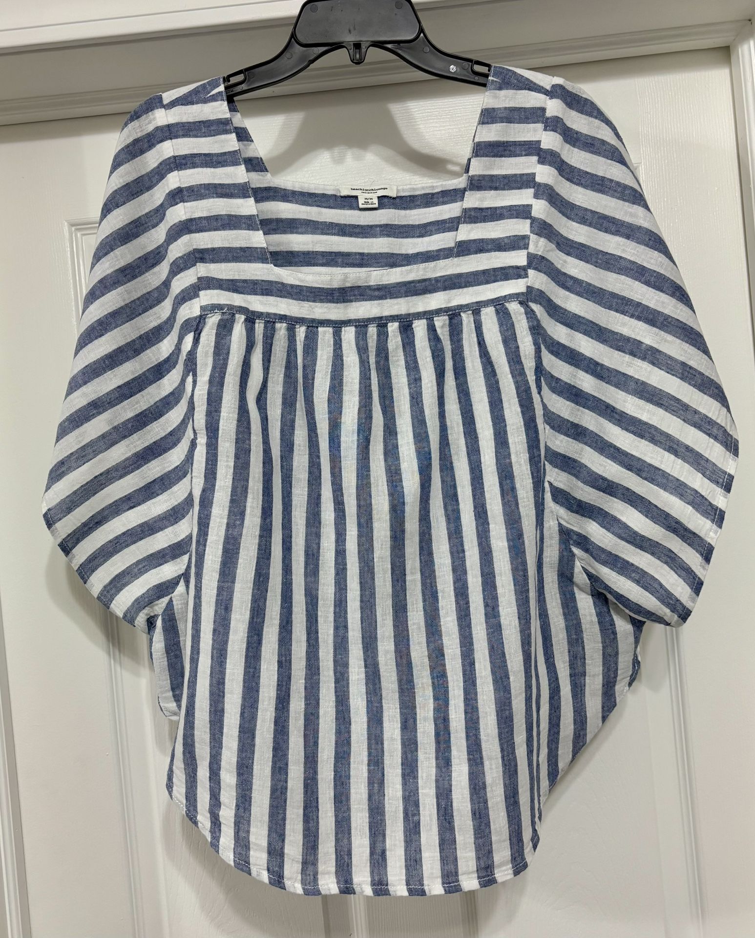 Beach Lunch Lounge Size M Blue Striped Linen Cotton Nautical Flutter To